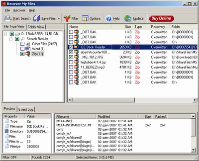 Скриншот к Recover My Files v.3.98 (6430)